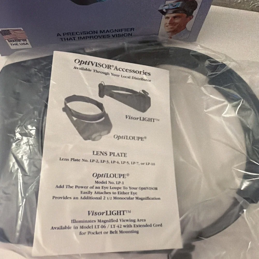 DO Optivisor DA7 Optical Glass Binocular Magnification Visor - NEW Made In USA